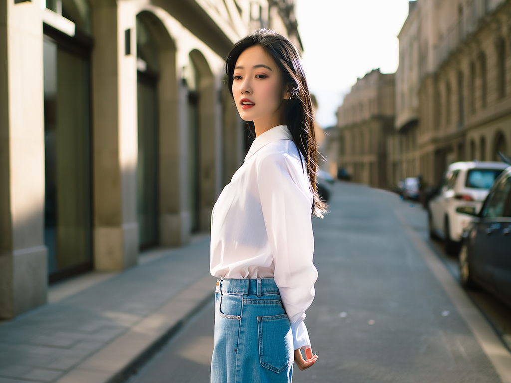 肤白，貌美，大长腿，牛仔裤