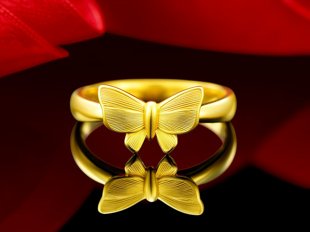蝴蝶结黄金戒指图片