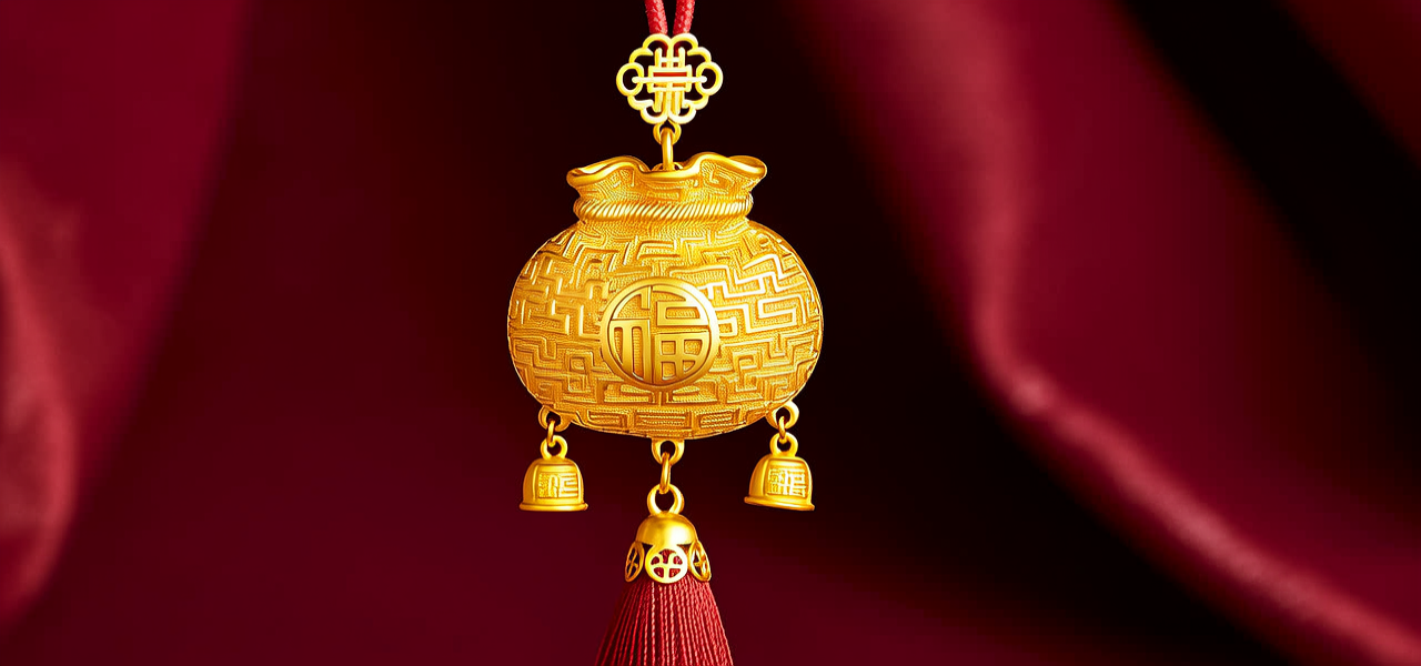 黄金小福袋吊坠图片