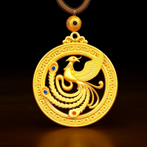 老庙黄金凤凰吊坠图片